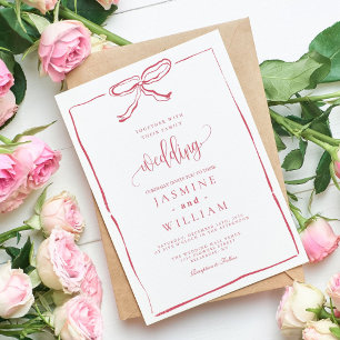 Pink Bow Wedding Invitation