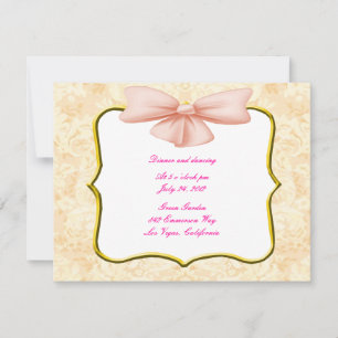 Pink Bow Wedding Reception Card