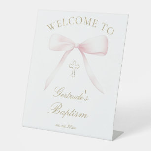 pink bow welcome sign