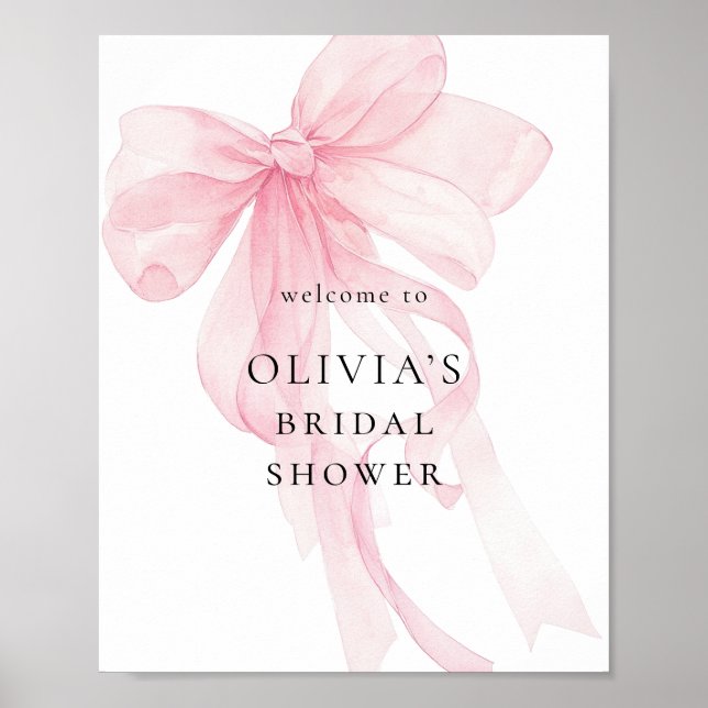 Pink Bow Welcome to Bridal Shower Poster (Front)