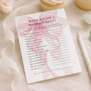 Pink Bow Who Knows Mommy Best Baby Shower card