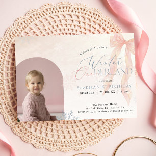 Pink Bow Winter Onederland Arch Photo 1st Birthday