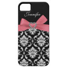 Pink Bow with Damask iPhone Case