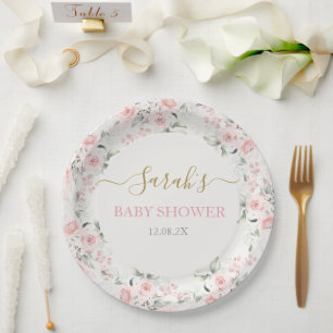 Pink BowcBaby Shower Girl Paper Plate