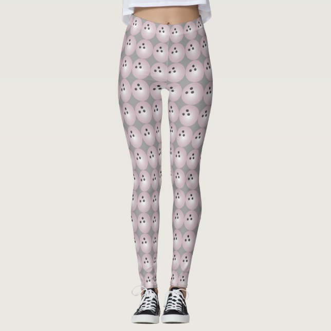 Pink Bowling Ball Pattern Custom Colour Leggings (Front)