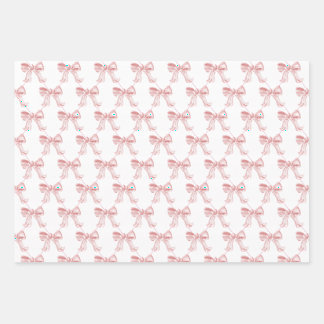 Pink Bows 19" x 29" Wrapping Paper 3 Sheets, Matte