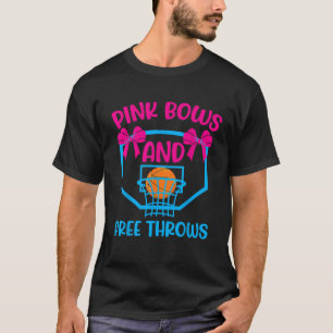 Pink Bows and Free Throws gender reveal designs T-Shirt
