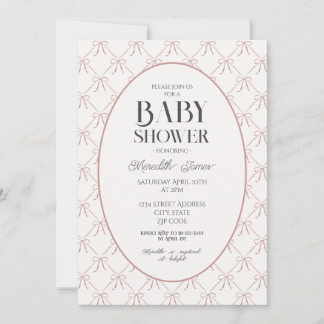 Pink Bows Baby Shower Invitation