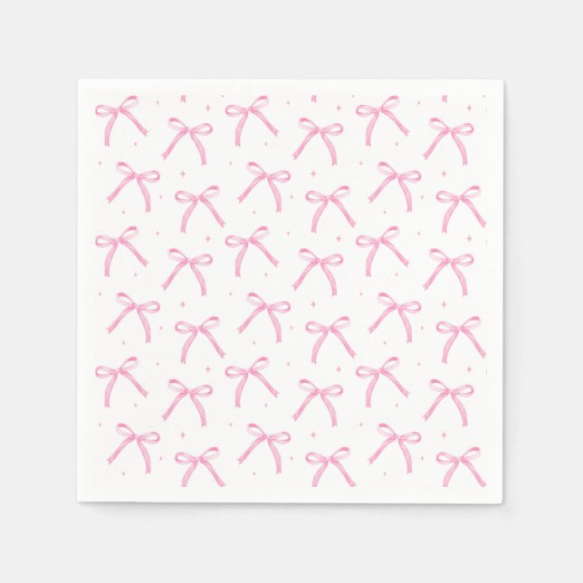 Pink Bows Birthday Shower Wedding Napkin (Front)