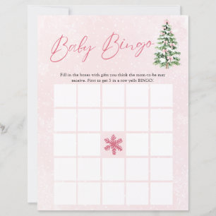 Pink Bows Christmas Baby Bingo Baby Shower Game