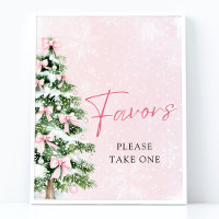 Pink Bows Christmas Tree Winter Baby Shower Favour