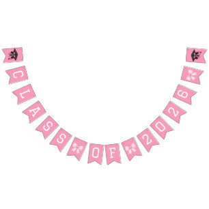 Pink Bows Class Of 2026 Graduation Party Bunting Flags