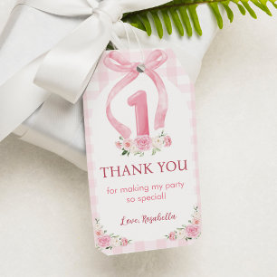 Pink Bows Coquette Birthday Thank You Tag