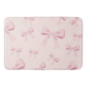 Pink Bows Cute Coquette Cottage Chic Bath Mat