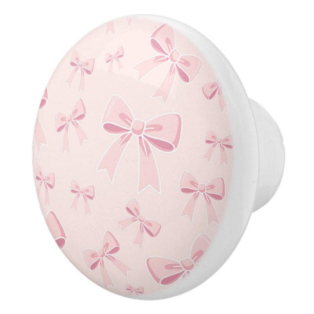 Pink Bows Cute Coquette Cottage Chic  Ceramic Knob (Right)