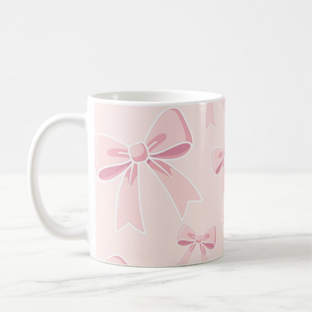 Pink Bows Cute Coquette Cottage Chic Coffee Mug (Left)