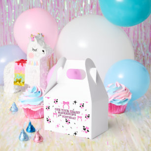 Pink Bows Girl 1st birthday party Favor Box