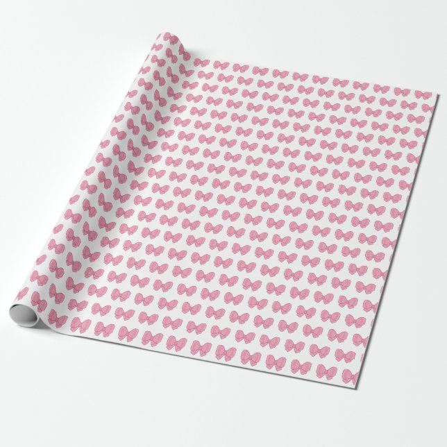 pink bows girly gift wrapping paper (Unrolled)