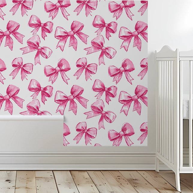 Pink Bows Nursery Girl Child's room Wallpaper (Creator Uploaded)