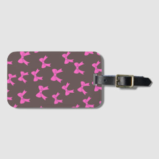 Pink Bows on Black Stylish Luggage Tag