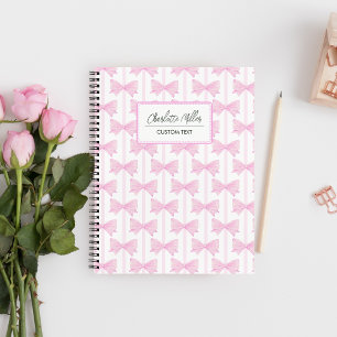 Pink Bows Preppy Coquette Spiral  Notebook