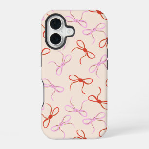 Pink Bows - Preppy Red and Pink Coquette Aesthetic iPhone 16 Case