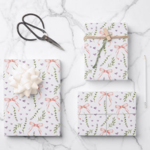 Pink Bows Wrapping Paper, Birthday Shower Gift Paper Sheet