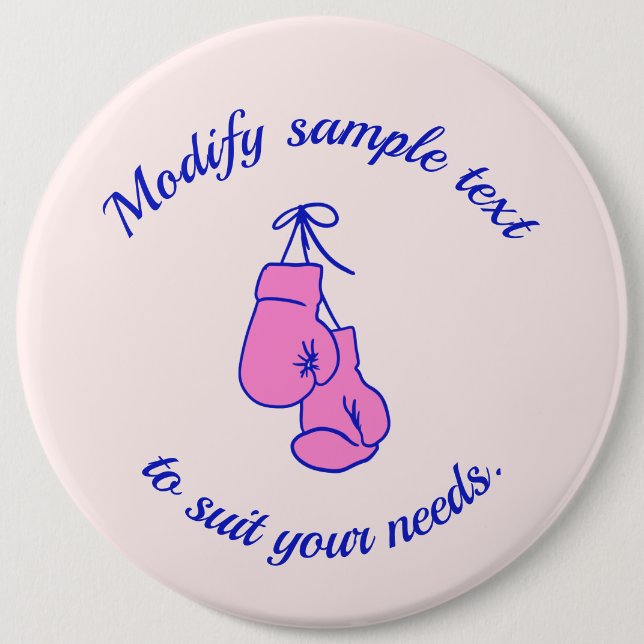 Pink Boxing Gloves 6 Inch Round Button (Front)