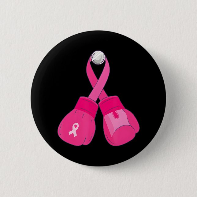 Pink Boxing Gloves Breast Cancer Awareness Cute 2 Inch Round Button (Front)