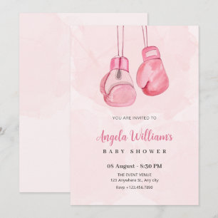 Pink boxing gloves invitation