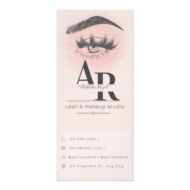 Pink Branding Price List Lashes Extension  Rack Card (Front)