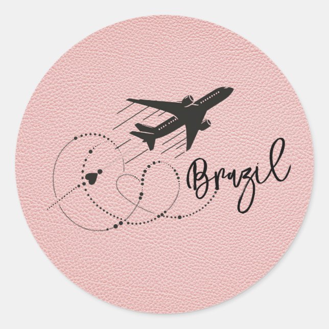 Pink Brazil Passport Classic Round Sticker (Front)