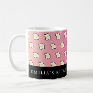 Pink Breakfast Fried Eggs Name Coffee Mug