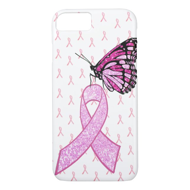 Pink Breast Cancer Awareness Ribbon Butterfly Case (Back)