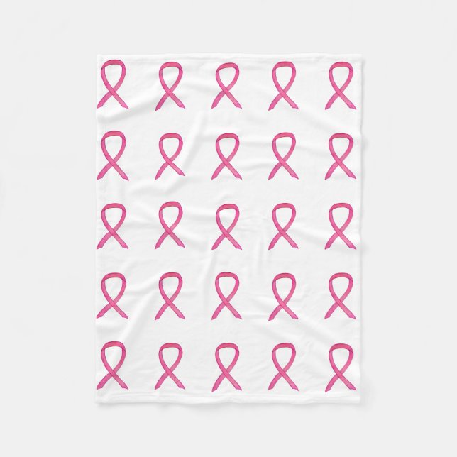 Pink Breast Cancer Awareness Ribbon Fleece Blanket (Front)