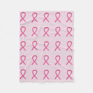 Pink Breast Cancer Awareness Ribbon Fleece Blanket