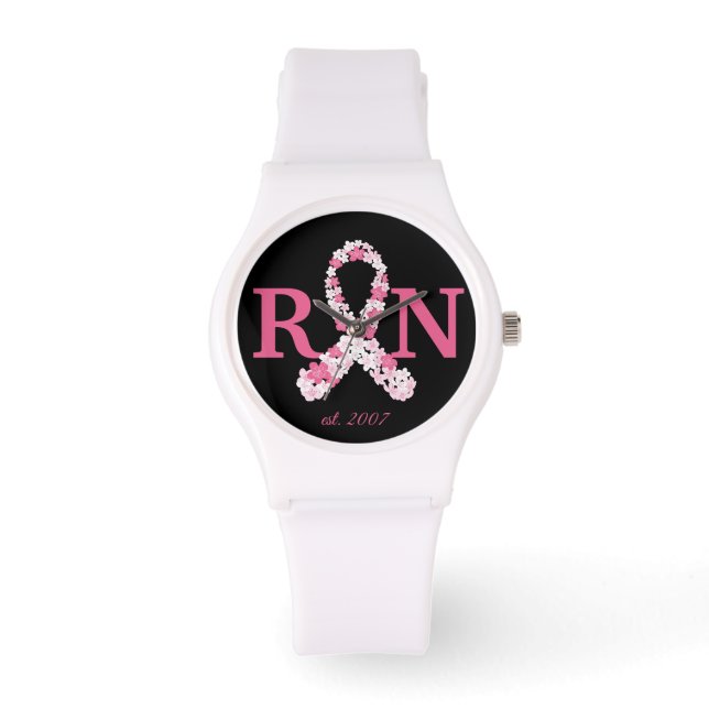 Pink Breast Cancer Registered Nurse Customizable Watch (Front)