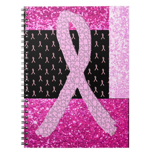 Pink Breast Cancer Ribbon  Awareness Notebook (Front)