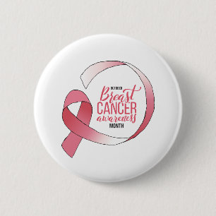 Pink Breast Cancer Ribbon Drawing BCA Month 2 Inch Round Button