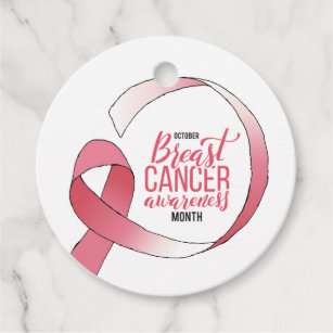 Pink Breast Cancer Ribbon Drawing BCA Month Favour Tags