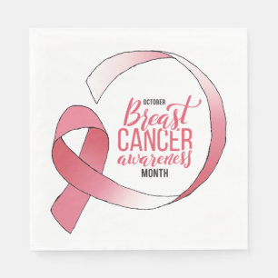 Pink Breast Cancer Ribbon Drawing BCA Month Napkin