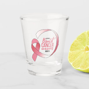 Pink Breast Cancer Ribbon Drawing BCA Month Shot Glass