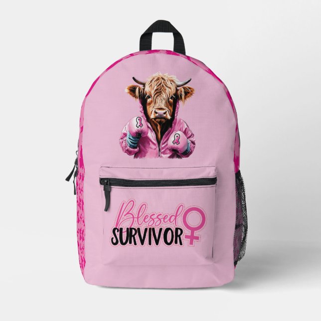 Pink Breast Cancer theme Backpack (Front)