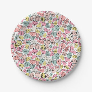 pink breast design paper plate