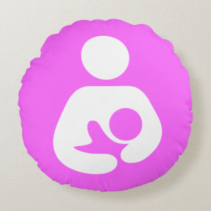 Pink Breastfeeding Icon Round Pillow