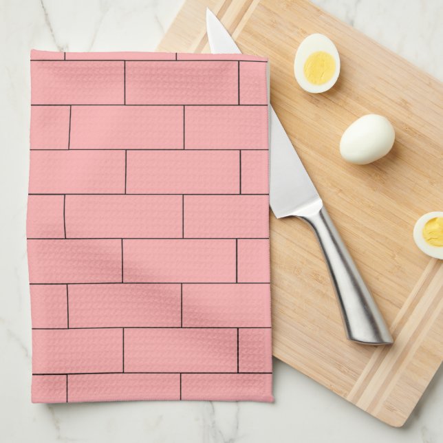 Pink Brick Design Kitchen Towel (Quarter Fold)