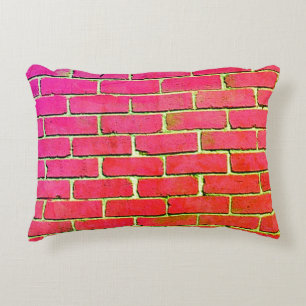 Pink Brick Wall Accent Pillow