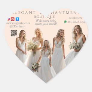 Pink Bridal Bliss Celebrate Love Happiness Wedding Heart Sticker