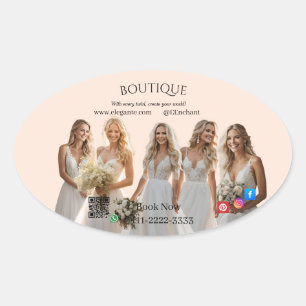 Pink Bridal Bliss Celebrate Love Happiness Wedding Oval Sticker