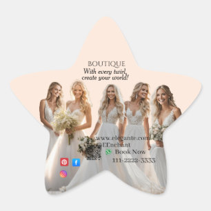 Pink Bridal Bliss Celebrate Love Happiness Wedding Star Sticker